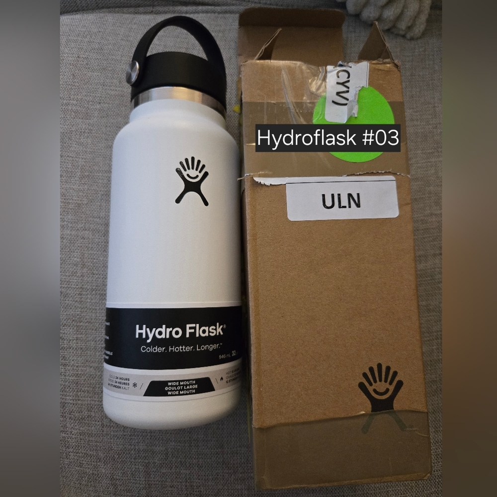 Hydroflask 32oz Wide flex Cap White Water Bottle